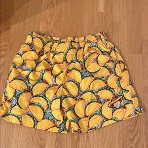 Kids' Taco Print Yellow Shorts